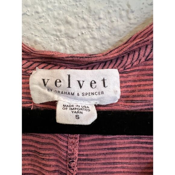 #739 Velvet by Graham & Spencer Pink Stripped Tank Top Size Small - Picture 3 of 3